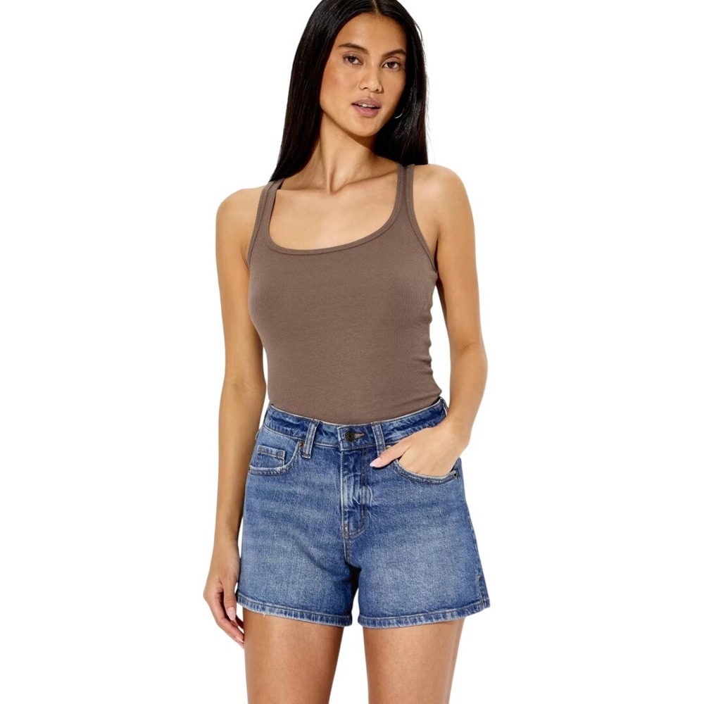 Wild Fable Women's Blue Mid Rise Midi Curvy Denim Jean Shorts Size 8